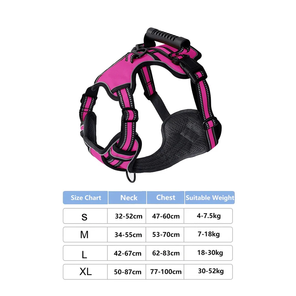 Dog Harness No Pull Breathable Reflective Pet Harness Leash Collar For S To XL