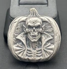 Halloween Harvest Skeleton 3.1ozt. .999 Silver 2in. Art Round