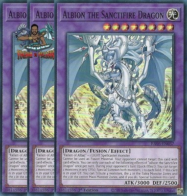 Yugioh! 3x Albion the Sanctifire Dragon RA05-EN037 Secret Rare 1st Ed NM