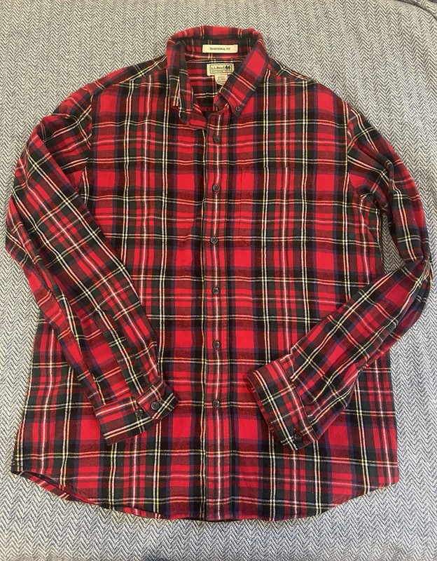 VTG LL Bean Traditional Fit Flannel Shirt Plaid Long Sleeve M