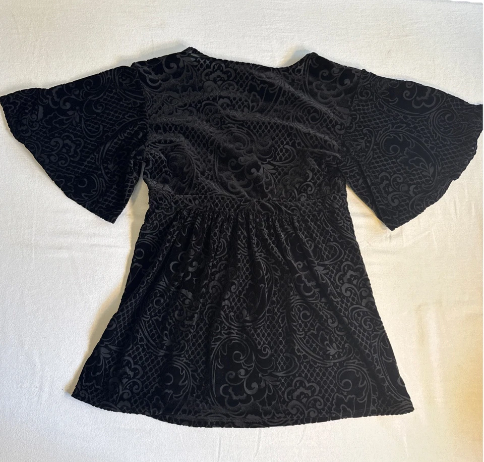 Soma Intimates Conjunto de Salón Mujer Pequeño Negro Terciopelo Burnout Babydoll Coqueta Foto 3 de 4