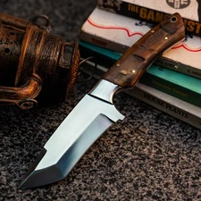 Gift-Ready 9.4" Damascus / Steel Knife Full Tang Hunt it Hunt + Leather Sheath