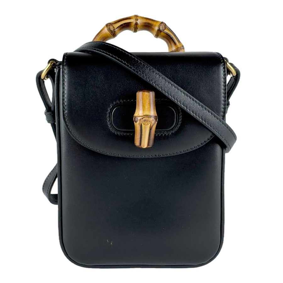 Borsa a tracolla originale Gucci bambù borsa a mano zaino in pelle nera - z9430