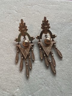 Exquisite Antique Victorian Etruscan Revival GoldGf Filled Dangle Earrings Read