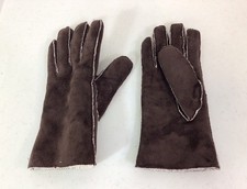 Brown Faux Suede Driving Gloves Lined Sherpa Womens Medium