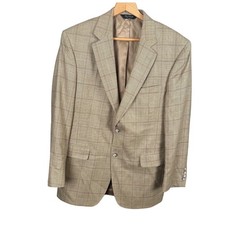 Jos. A. Bank 40R Silk Wool Blend Glen Plaid Sport Coat Blazer Tan Brown SC710547
