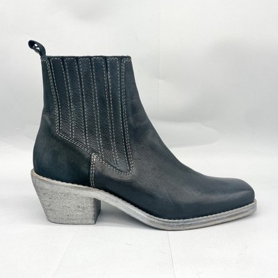 Free People Womens 40 9 Landry Boots Black Leather Square Toe Western Booties