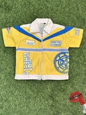 Vintage Mechanic Car Shirt Toddler Boys Large Yellow Blue Biker Hot Wheels Kids