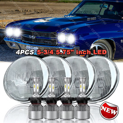 4Pcs 5-3/4'' 5.75'' LED Headlights Hi/Lo Beam For Chevy Corvette Chevelle H4