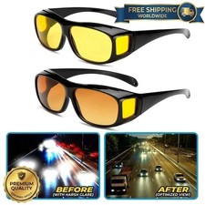 Night Vision Driving Glasses Anti Glare Polarized Wear Over Yellow Lens Sunglass