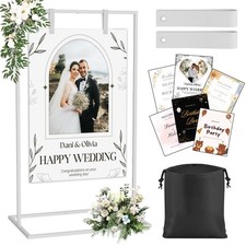 Wedding Welcome Sign Stand, Adjustable Sign Stand Includes Custom Design  Le...