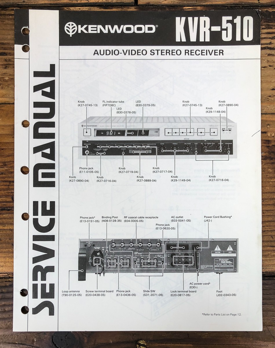 Kenwood KVR-510 Receiver Service Manual *Original*