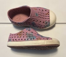 Native Jefferson Pink Floral Little Kids Shoes Girls Size C6 Slip On Shoes Beach