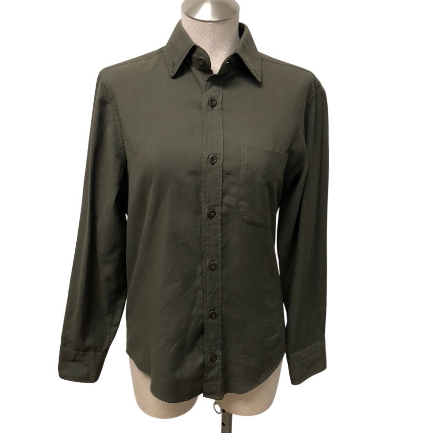 olive green dress shirt mens Men's Shirts | Dark Green & Shirts %20Our%20sateen%20cotton%20fabric%20has%20a%20lustrous%20surface%20creating%20a%20very%20soft%2C%20smooth%20and%20luxurious%20touch%20when%20worn%20against%20the%20skin Tom Ford Button Down Shirt