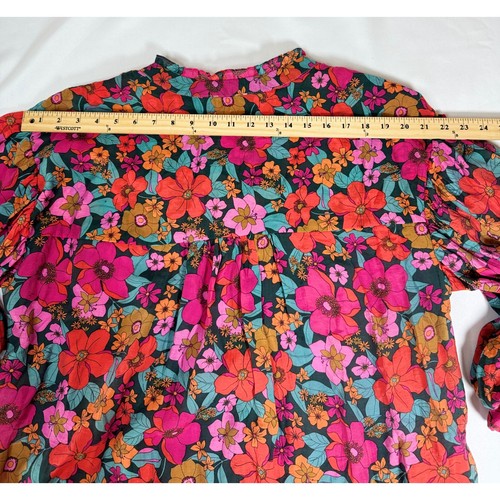 Preowned EUC FATE Floral Balloon Sleeve Button Up Blouse Size Large Boho - Picture 7 of 9