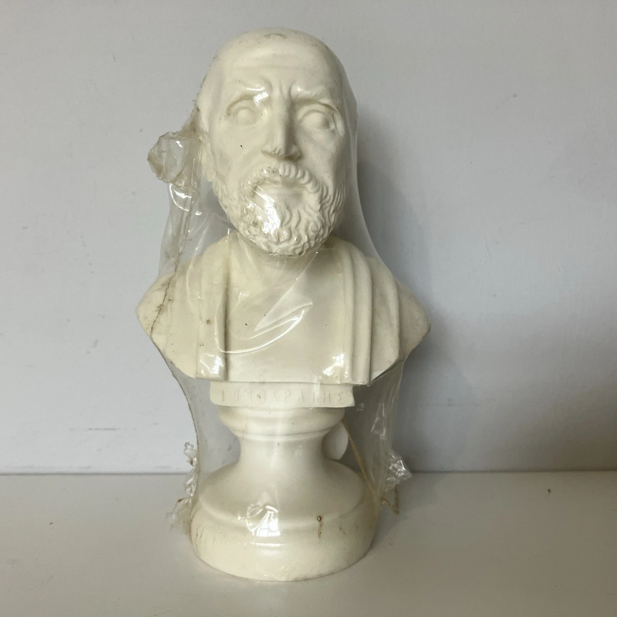 Statue Hippocrate En Albâtre Blanc - Sculpture Décorative Ivoire 24 Cm - Occasion