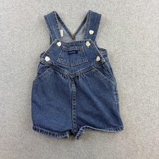 Vintage Guess Overalls Girls 3 Months Blue Denim Heart Button Shortalls