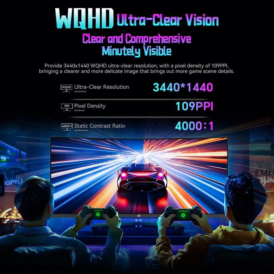 34in Curved Gaming Monitor,1500R,3440*1440VA Panel,165Hz,4000:1,1ms,TITAN ARMY - Image 4 of 4