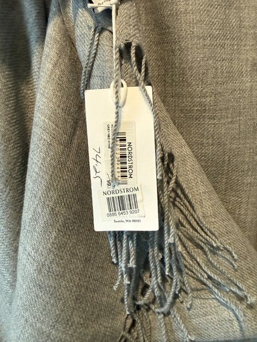 NORDSTROM Cashmere & Wool Light Weight Wrap Scarf NTW in Gray 78” X 28” $40