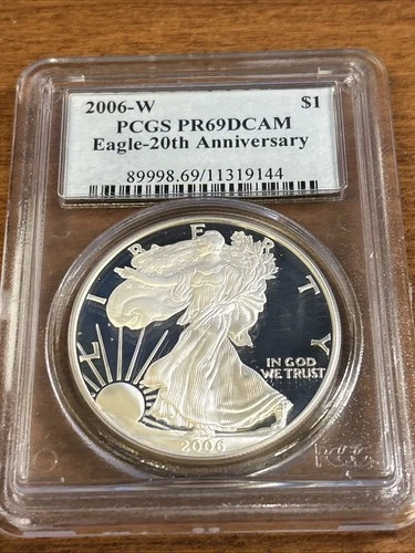 2006-W Proof $1 American Silver Eagle PCGS PR69 DCAM 20th Anniversary