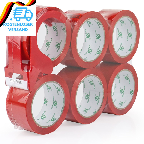 Bomei Pack Paketklebeband 6 Rollen 48Mmx66M Rot Packband Universalklebeband Zum-image