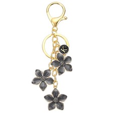 Initial Letter Flower Keychain Alphabet K Cherry Blossom Keyring Black