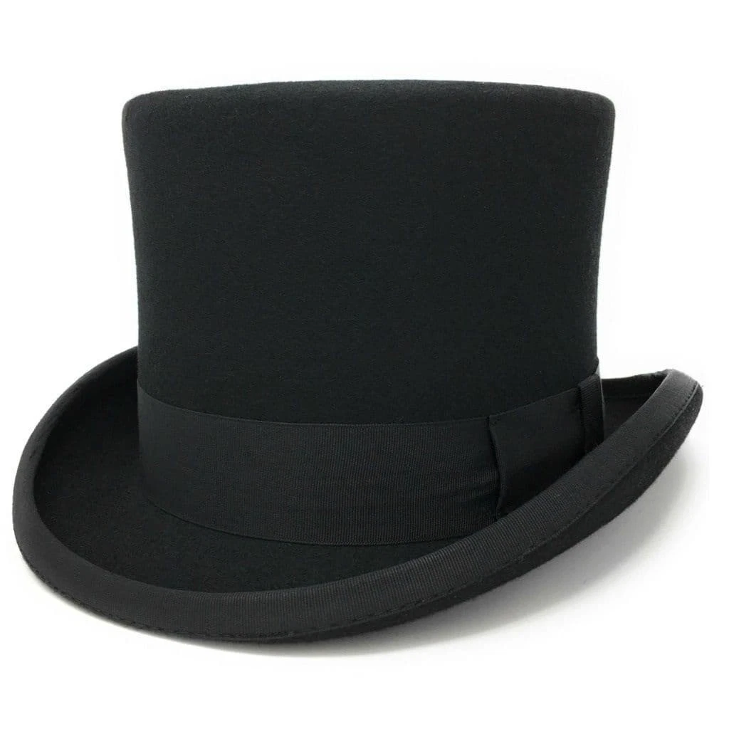 Black Wool Felt Top Hat 5 Inch Royal Ascot Funeral Directors Morning Evening Men
