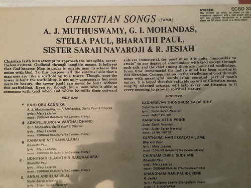Christian Songs (Tamil) Bharathi Paul, AJ Muthaswamy EMI Made In India 1972 EMI - Picture 6 of 7