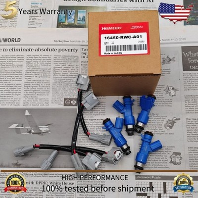 New OEM 4Pcs Fuel Injectors 16450-RWC-A01 For Acura Integra RDX RSX Honda Civic