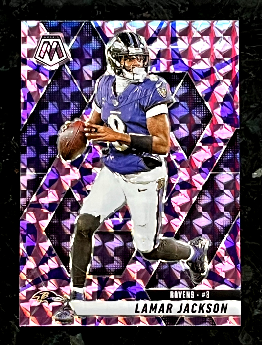 Lamar Jackson 2025 Panini Mosaic Reactive Purple Prizm Baltimore Ravens #3