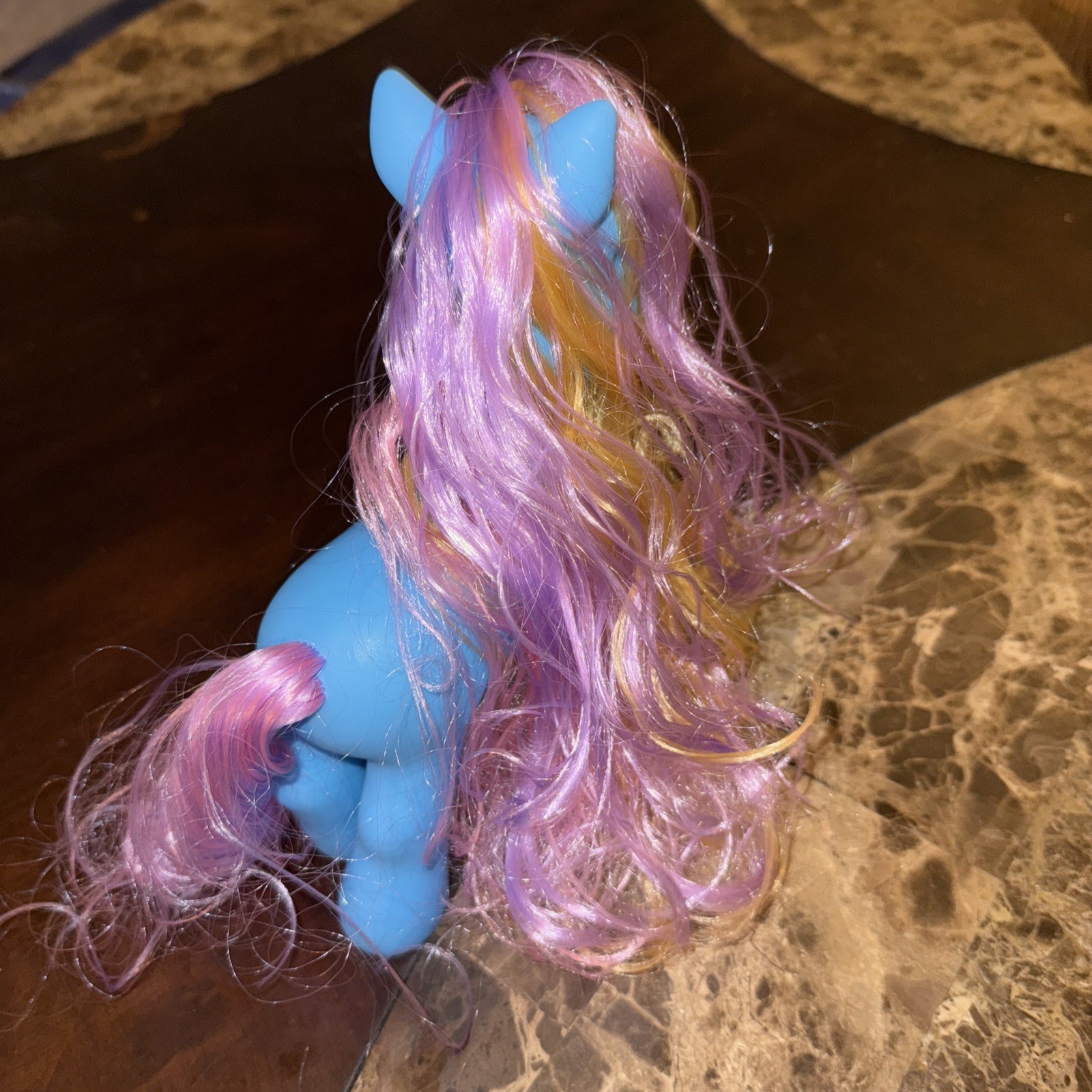 MLP Fakie - Blue with Princess Crown Stamp - Bows Multicolored Hair - Dolgen 