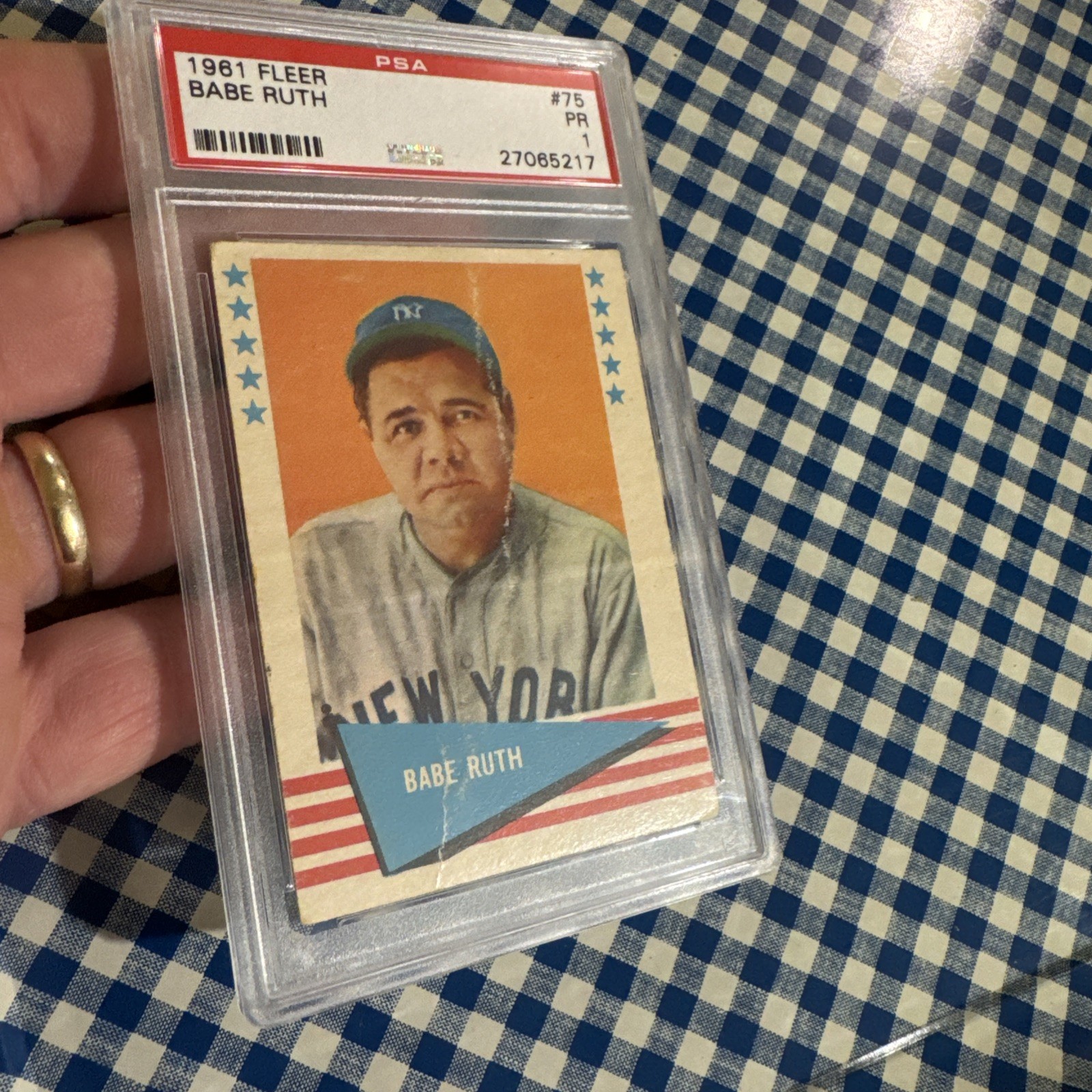 Babe Ruth PSA 1 Vintage Antique Card 1961 Fleer New York Yankees NY Baseball MLB view 4
