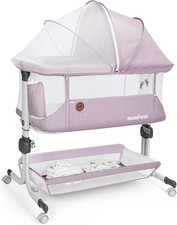 Baby Bassinet Bedside Sleeper, Upgraded Stability Bedside Crib with Full Mesh Si