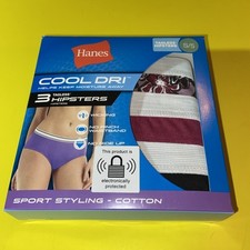 HANES COOL DRI HIPSTER ASSORTED PANTIES/ 3 In Pack / Size 5 / SMALL