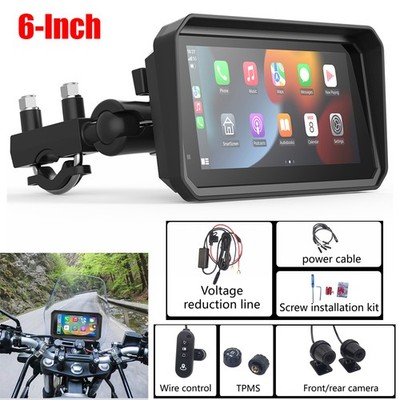 6'' Wireless CarPlay Android Auto Motor Navigation Motorcycle GPS /Dual Cam/TPMS