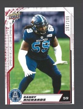 /165 Red 2020 Upper Deck CFL Randy Richards 128 RC Missouri State Bears Football