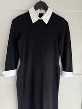 Lauren Ralph Lauren Black Dress White Collar Cuffs UK S Classic Shift