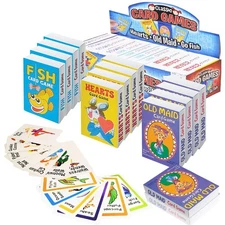Kids Card Games 12-Pack – Classic Deck of Cards Including Go Fish, Old Maid, ...