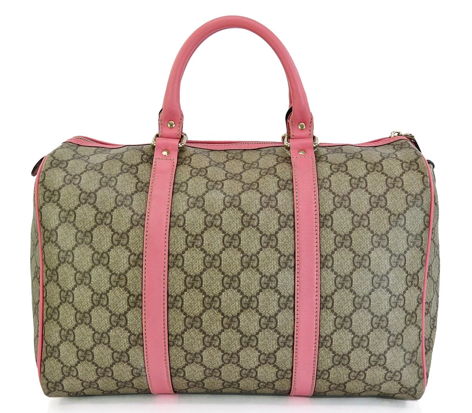 Authentic GUCCI Brown GG PVC Canvas and Pink Leather Boston Hand Bag #62140 - Image 3 of 4