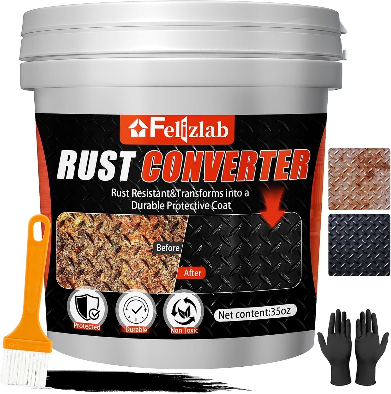 2-In-1 Rust Converter & Metal Primer, 35 Floz Automotive Rust Remover Paint for