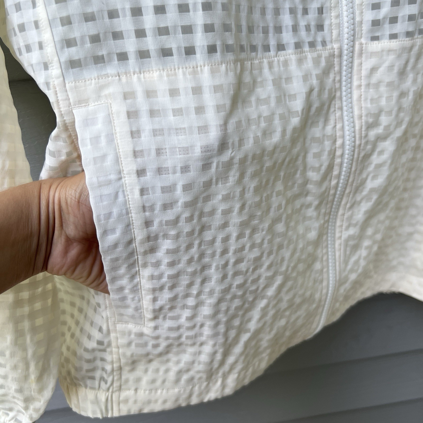 Fabletics Jacket Funnel Neck Lightweight Grid Pat… - image 5