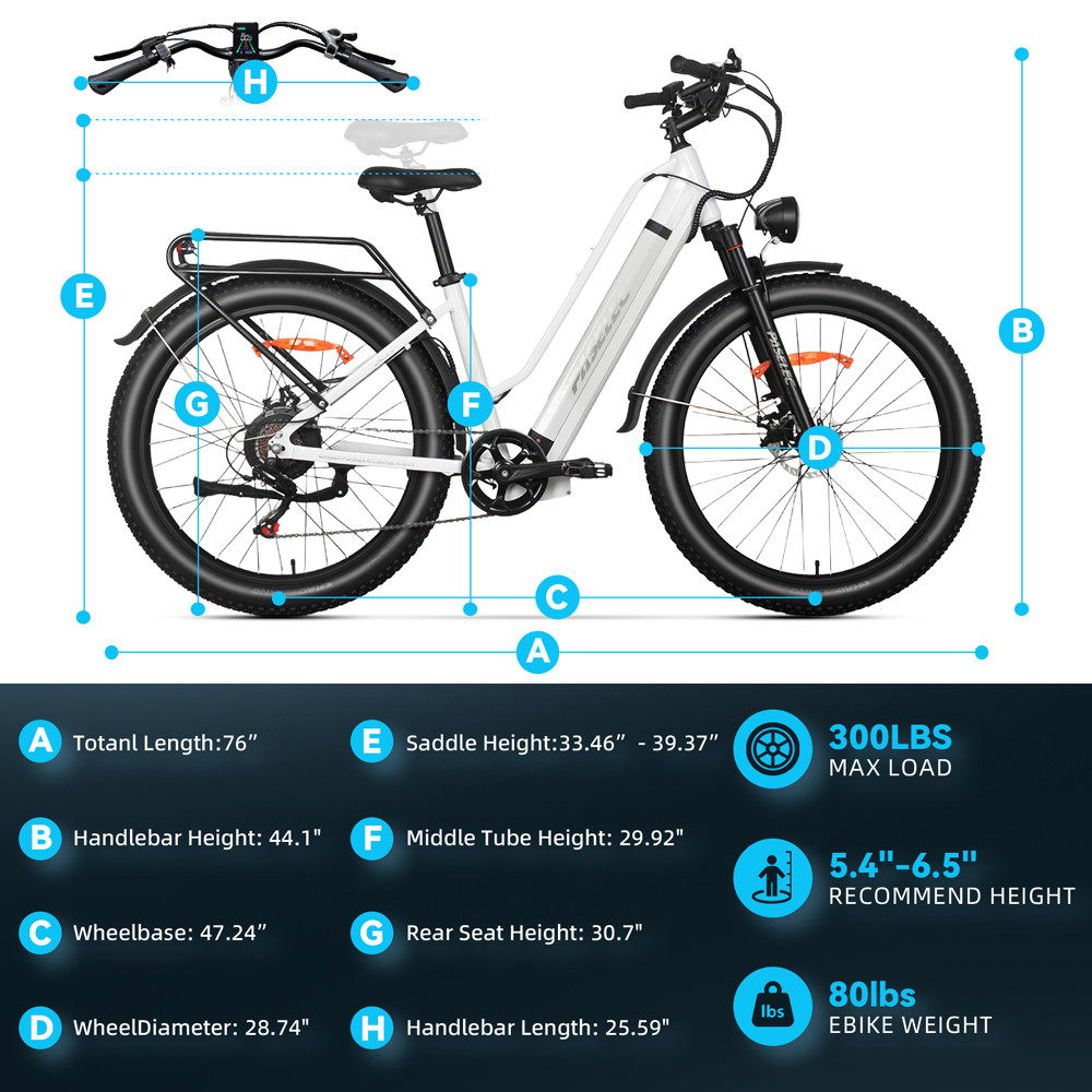 PASELEC X8 Electric Mountain Bike 1000W Peak 16AH 27.5*3 inch City E-Bike 35MPH