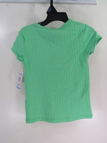 New 365 Kids Pointelle Tee Size 5 Girls Green Short Sleeve - Picture 5 of 6