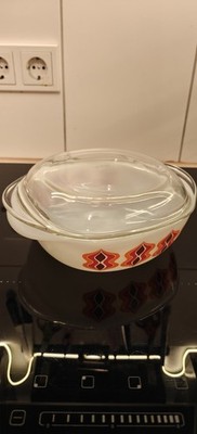 Opalglas / Jenaer Glas /  Auflaufform mit Deckel / Pfauenauge / Schott Mainz!