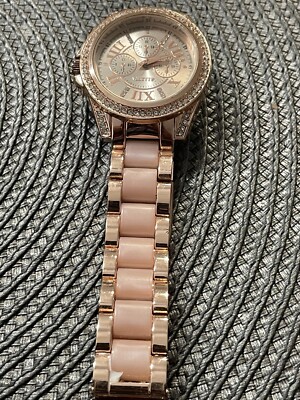 Vintage Valletta Watch Rose Gold Tone Rhinestone Stainless