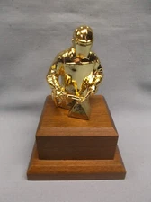Welder trophy award cast metal figure solid walnut block base personalized