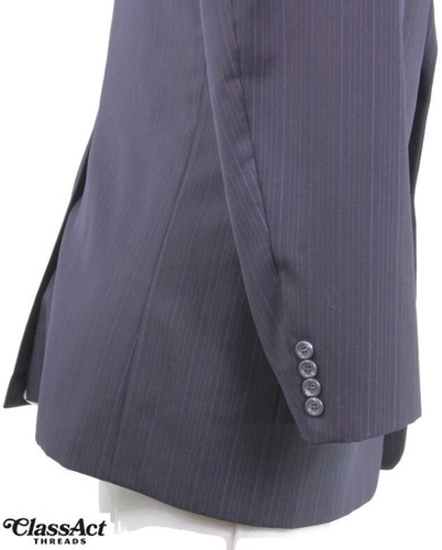 Hickey Freeman Men’s Wool 2 Piece Suit Blue Striped 39R Pleated Fronts 34" Waist - Picture 6 of 10