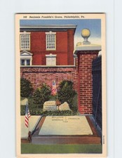 Postcard Benjamin Franklin's Grave Philadelphia Pennsylvania USA
