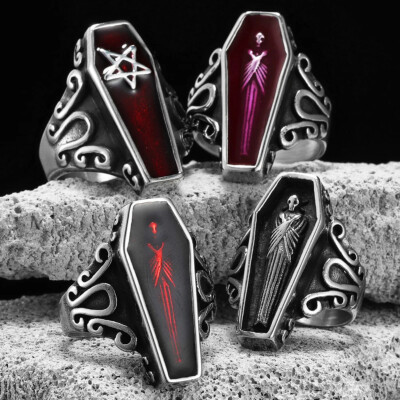 Sculpt Rings  Gothic Mummy Vampire Coffin Stainless Steel Men Women Punk Ring