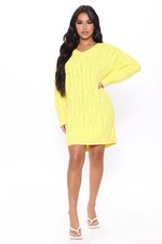 Fashion Nova Yellow Sweater Dress Size L